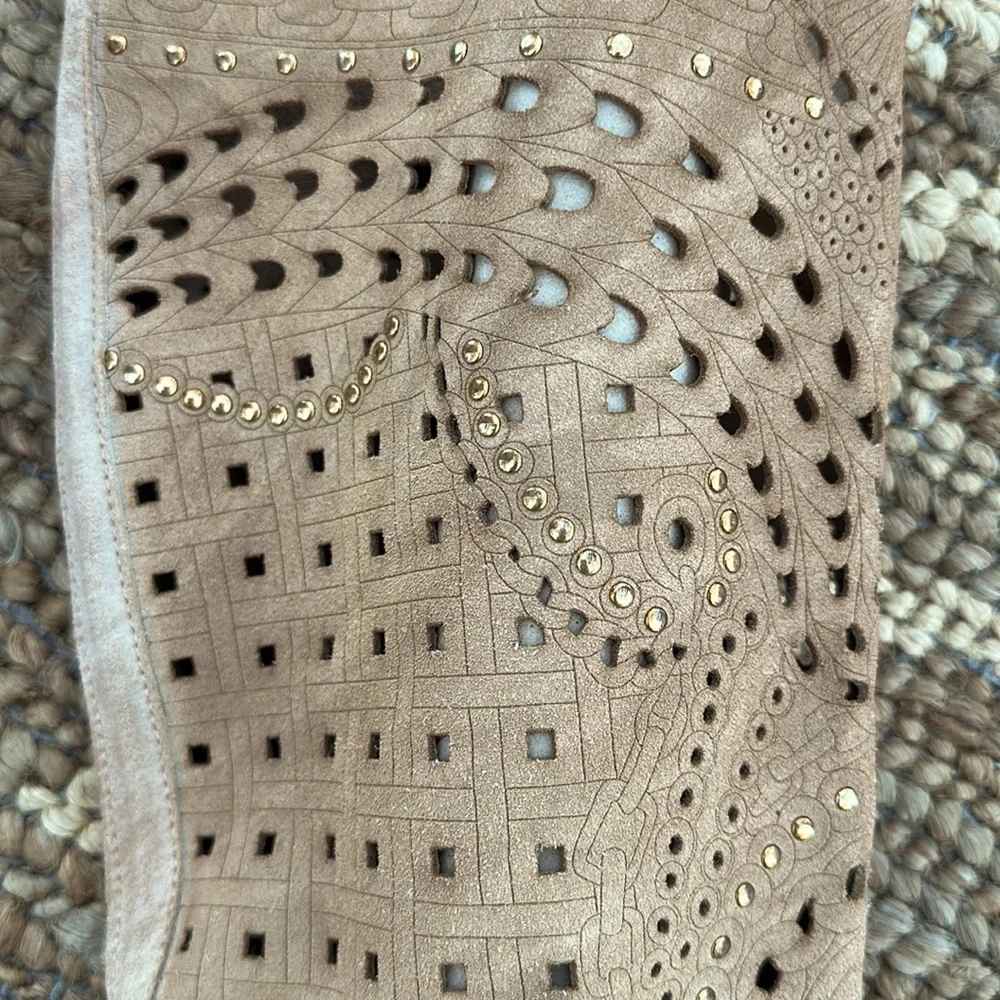 Karma of Charme laser-cut, embossed and gold studded soft leather slouch boots. - Picture 5 of 10